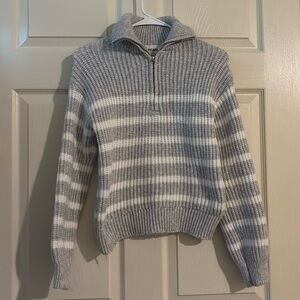 No Boundaries Gray and White Striped Sweater
